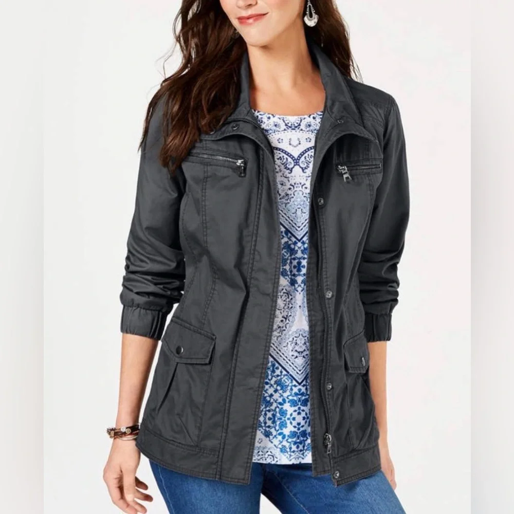 Style & Co Women's Charcoal Gray Jacket - Picture 1 of 12
